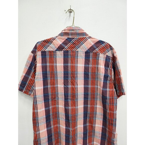 Levi's Mens Shirt Size XXL Orange Navy Plaid Short Sleeve Button Down Casual - Picture 8 of 8